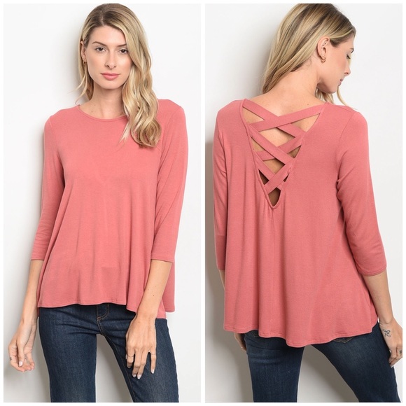Tops - LAST Mauve Cross Back Top
